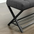 thumbnail image 5 of Dycanpo 44.5" End of Bed Bench,Linen Upholstered Bench with Shoe Shelf, Carbon Gray, 5 of 11