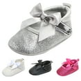 thumbnail image 4 of XIMIN Baby Girls Mary Jane Flats Sparkly Bowknot Princess Dress Crib Shoes Non-Slip Lightweight First Walkers Dress Shoes Fall Boots (6-12 Months, Silver), 4 of 8