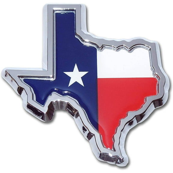 Muzzys TEXAS FLAG IN SHAPE OF TEXAS State Edition Emblem Decal Longhorn Lone Star METAL Badge Universal StickOn FITS Chevy Silverado Suburban Tahoe GMC Sierra Ford F150 Ranger F-150 Dodge Ram Nissan T