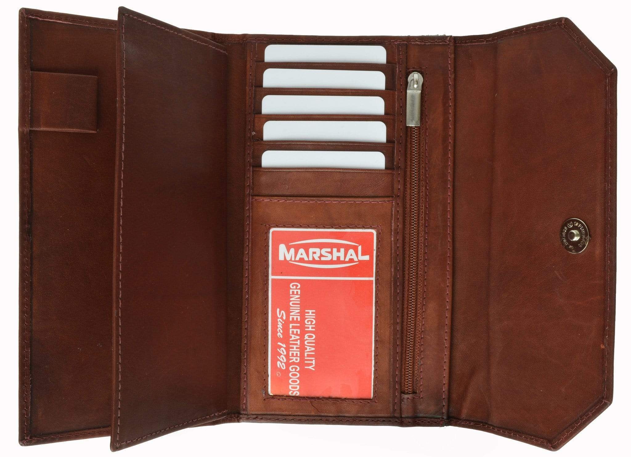 Marshal Wallet Ladies Genuine Leather Checkbook Holder Credit Card ID Organizer Wallet 6575 CF