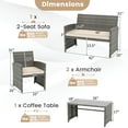 thumbnail image 3 of Gymax 8PCS Patio Outdoor Conversation Set w/Seat Cushions & Tempered Glass Tabletop Off White, 3 of 9