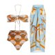thumbnail image 1 of Gibobby Conjunto de Bañador Sexy Traje de baño de 1 pieza para mujer+1 pieza para cubrir traje de baño de dos piezas con estampado vintage Monokini Bikin(Azul,XL), 1 of 4