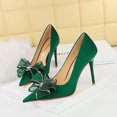 thumbnail image 4 of Zapatos de tacón alto ligeros y lujosos para mujer, para banquetes, tacones finos, sexys, con punta en la boca y lazo de encaje, para bodas y novias, 4 of 5