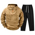 thumbnail image 2 of Men's Cargo Sweatsuit 2 Piece Set Quarter Zip Hoodie and Sweatpants Set Joggers Outfit 2026 fall winter Fashion Causal Athletic Tracksuits with Pockets Earthy Yellow 2XL, 2 of 8
