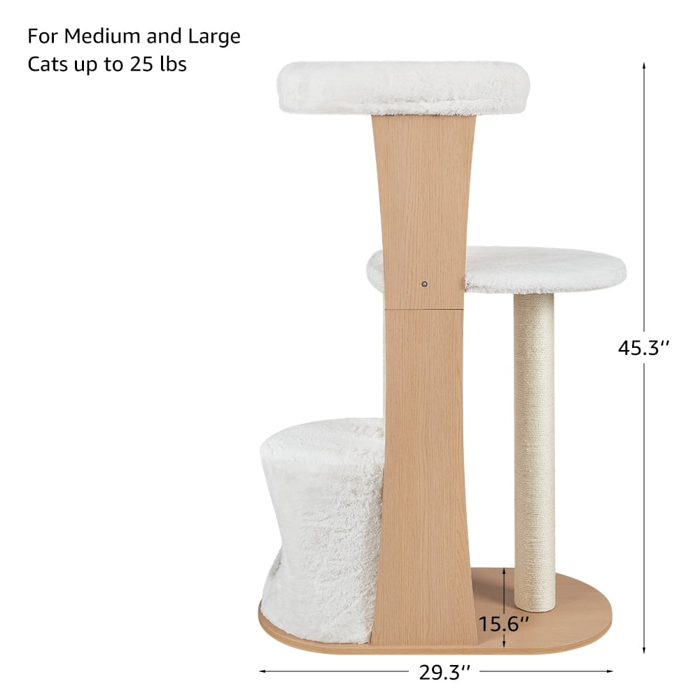 Unipaws Cat Tree for Large Pets, Modern Tall Cat Tower with Condo Scratching Post Perch Bed, Indoor Wood Pet Furniture for Multiple Kittens