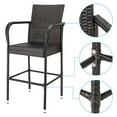 thumbnail image 3 of GoDecor 2-Piece Outdoor Patio Brown Wicker Bar Stools Capacity 330LBS, 3 of 10