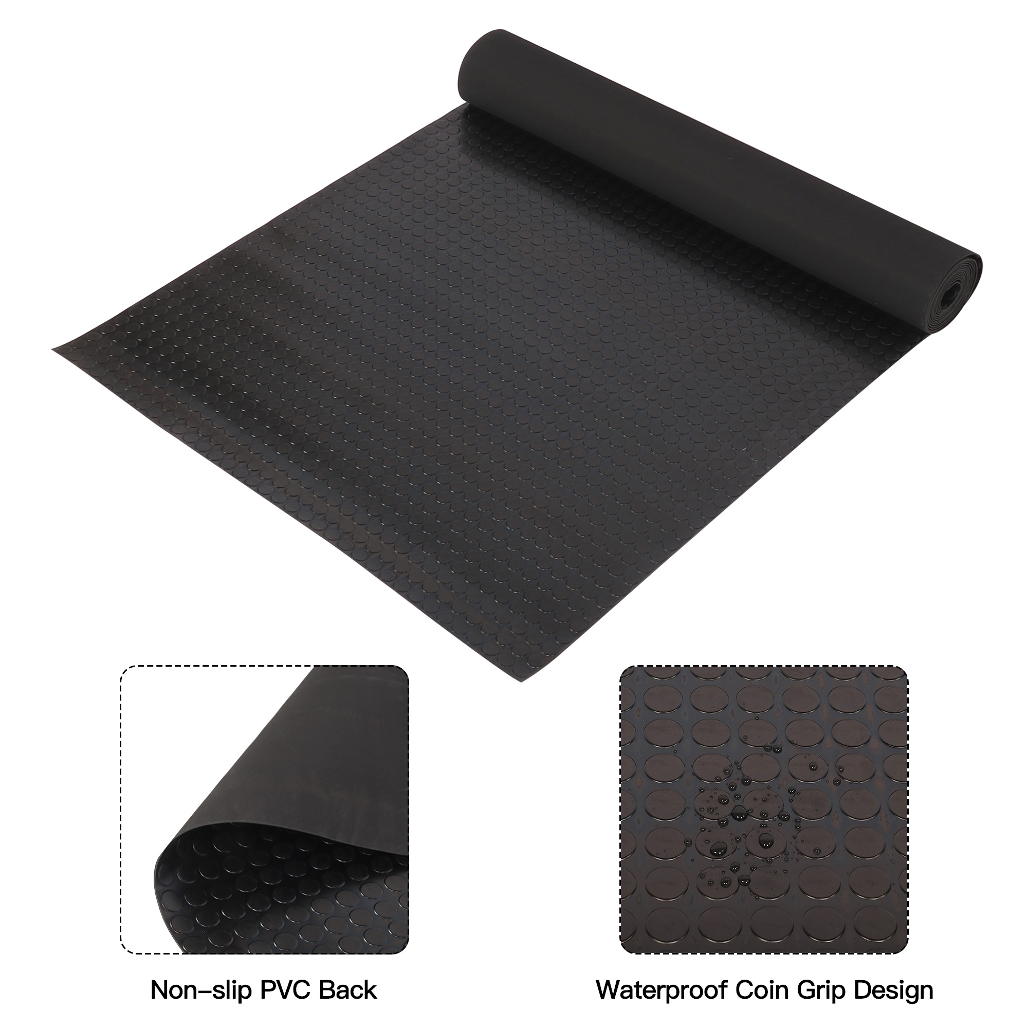 Uyoyous 3mm Thickness Garage Floor Rubber Mat Heavy Duty Coin Pattern Rubber Mat Commercial 5428