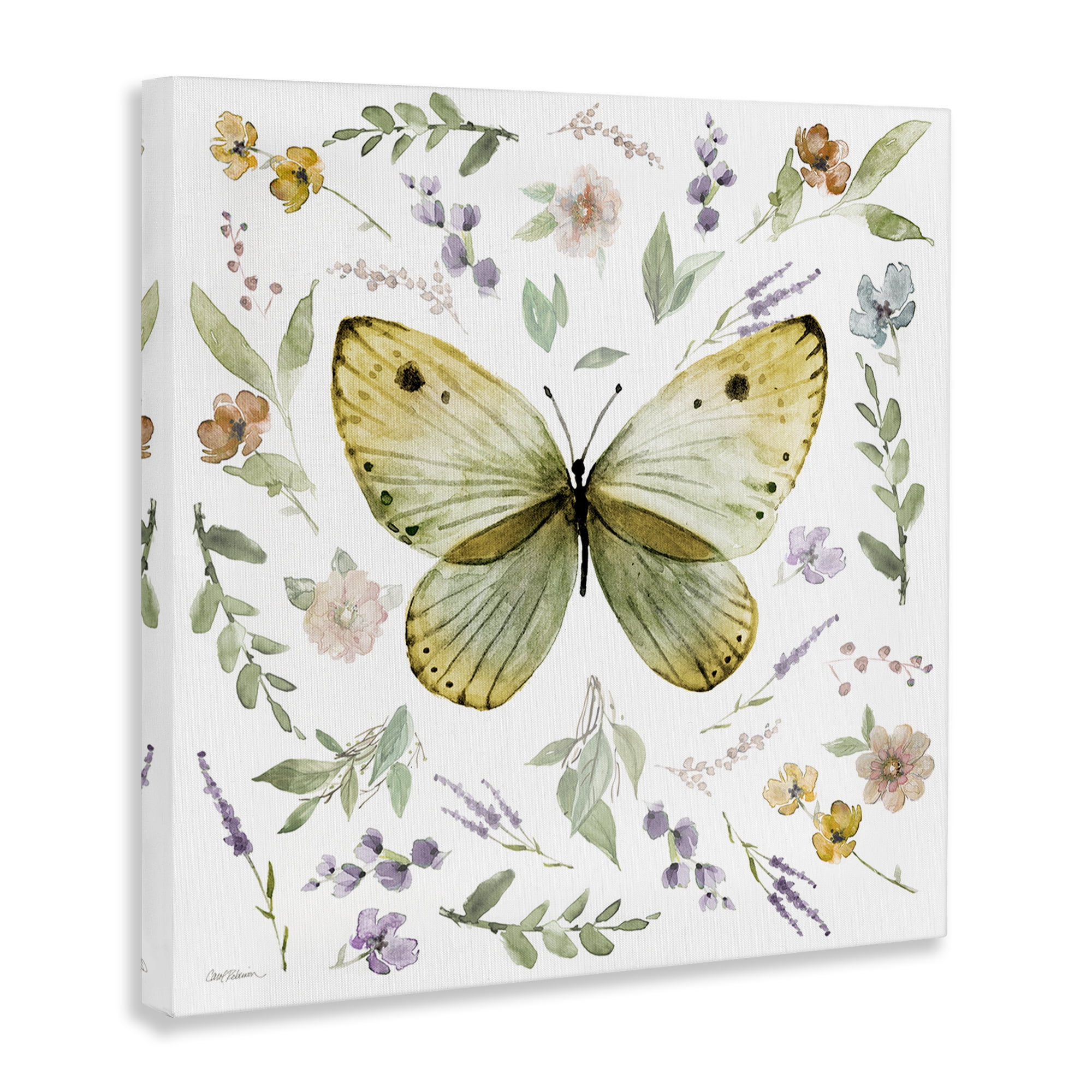 Stupell Industries Chic Cottage Butterfly Animals Painting Wrapped Canvas Art Print Wall Art, 24 x 24