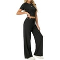 thumbnail image 2 of MINTREUS Lounge Sets for Women Short Sleeve Tops Wide Leg Pants Comfy Loungewear Two Piece Outfits with Pocketed, 2 of 6