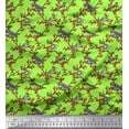 thumbnail image 1 of Soimoi Silk Fabric Leaves,Red Berries & Parrot Bird Print Fabric by Yard 42 Inch Wide, 1 of 1