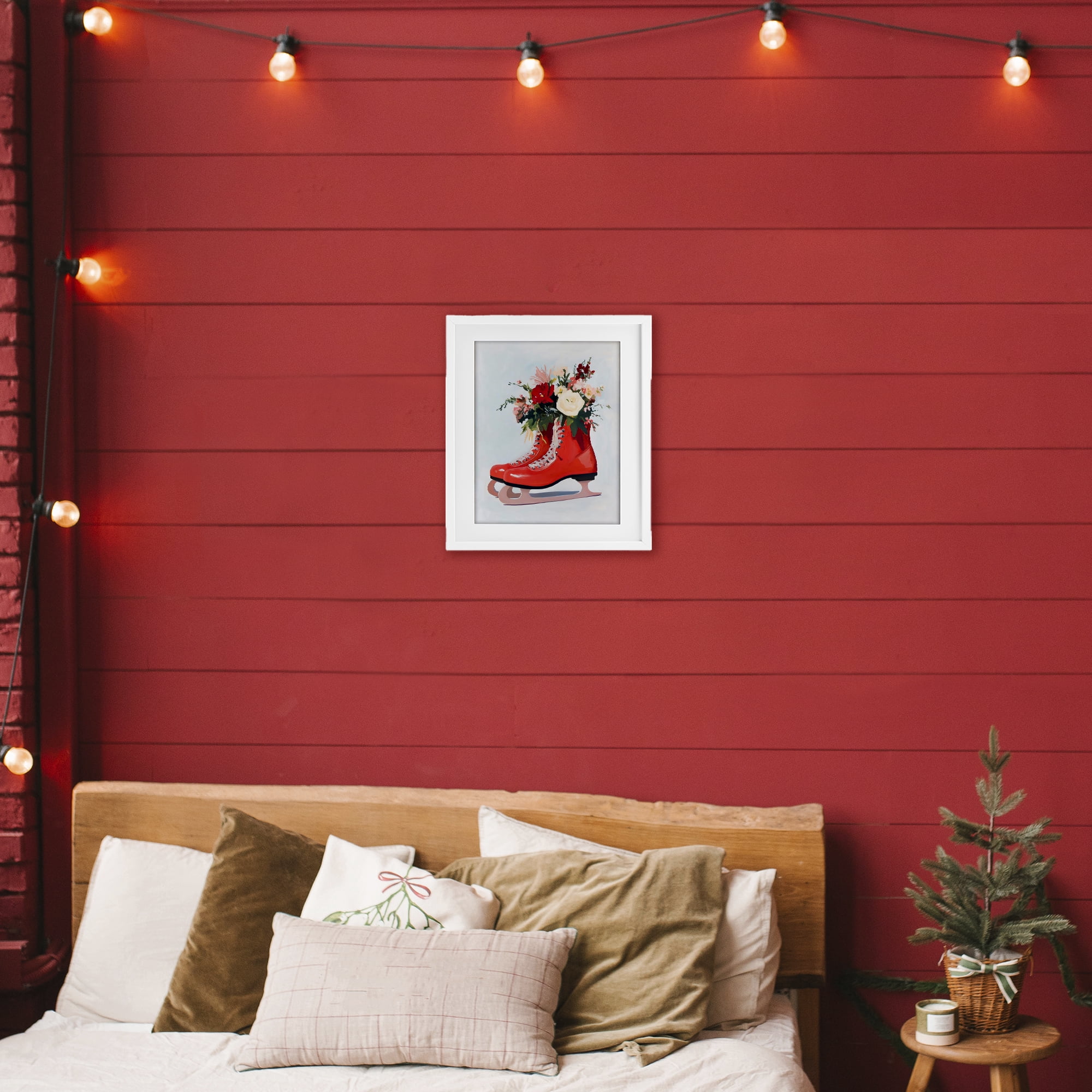 Stupell Industries Floral Ice Skates White Framed Print Under Glass, design by The Prints Vibe