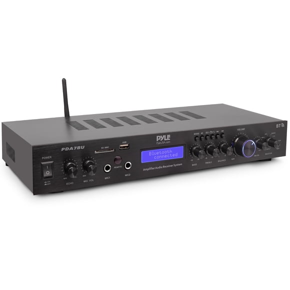 Pyle Bluetooth Home Theater Amplifier - 200 Watts into 5 Channels with Subwoofer Out, Wireless Streaming, USB/SD with MP3 player, RCA Input, FM Radio