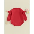 thumbnail image 4 of Gupgi Baby Girl Sweatshirt Romper Infant Ruffle Long Sleeve Crew Neck Letter Embroidery Jumpsuit, 4 of 9