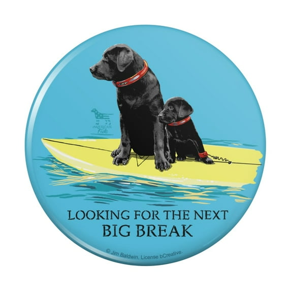 Looking For the Next Big Break Surfing Dog Puppy Surf Pinback Button Pin