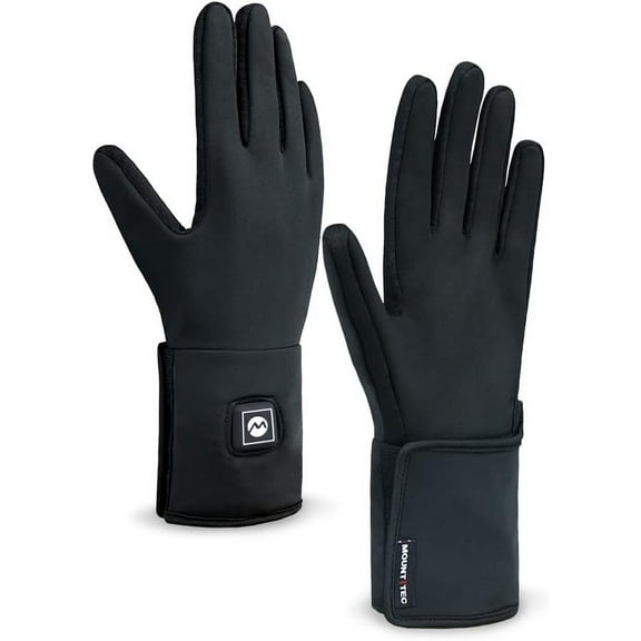 MOUNT TEC Stretch Heated Liner Glove for Men and Women, Thermal Glove for Hiking, Snowboarding, Battery Powered, Temperature Adjustable, Touch Screen Winter Glove (Black, Small)