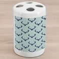 thumbnail image 1 of Deer Ceramic Toothbrush Holder, Jungle Creature Heads with Antlers Abstract Animal Motifs Hipster Wildlife, Decorative Versatile Countertop for Bathroom, 4.5" X 2.7", Pale Seafoam Navy Blue, 1 of 4
