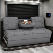 Qualitex De Leon Console RV Sofa Bed - 66" Wide - Charcoal Ultimate Leather