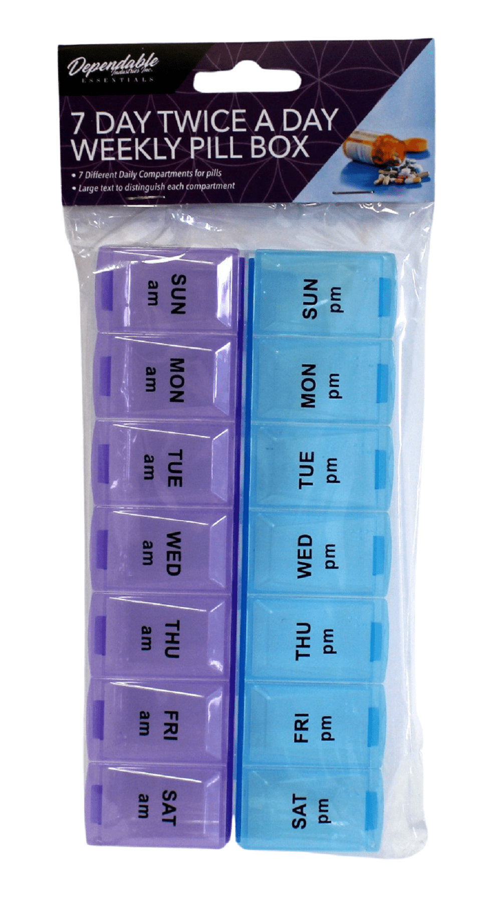 MediShot 2 Times a Day x 7 Day Pill<br>Supplement Powder Organizer