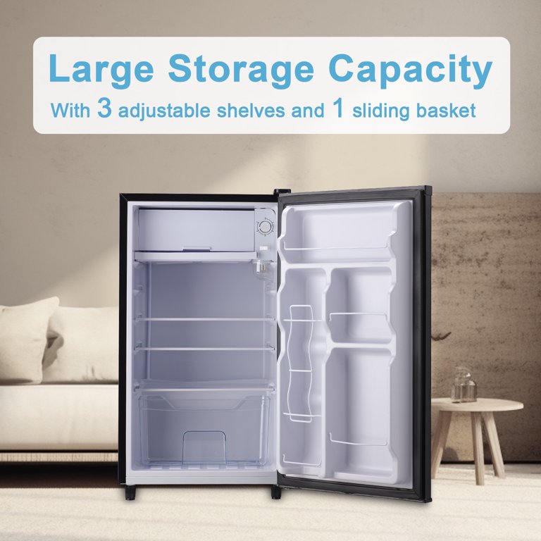 WANAI 3.5 Cubic Feet Freestanding Mini Fridge with Freezer