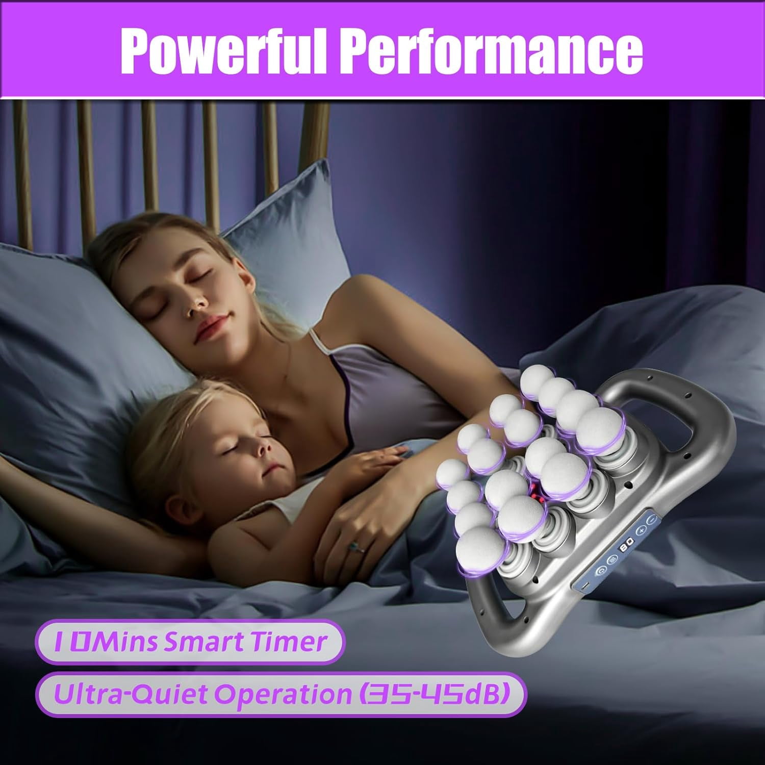 Deep Tissue Massage Gun with 16 Heads & 9 Modes for Full Body Muscle Recovery