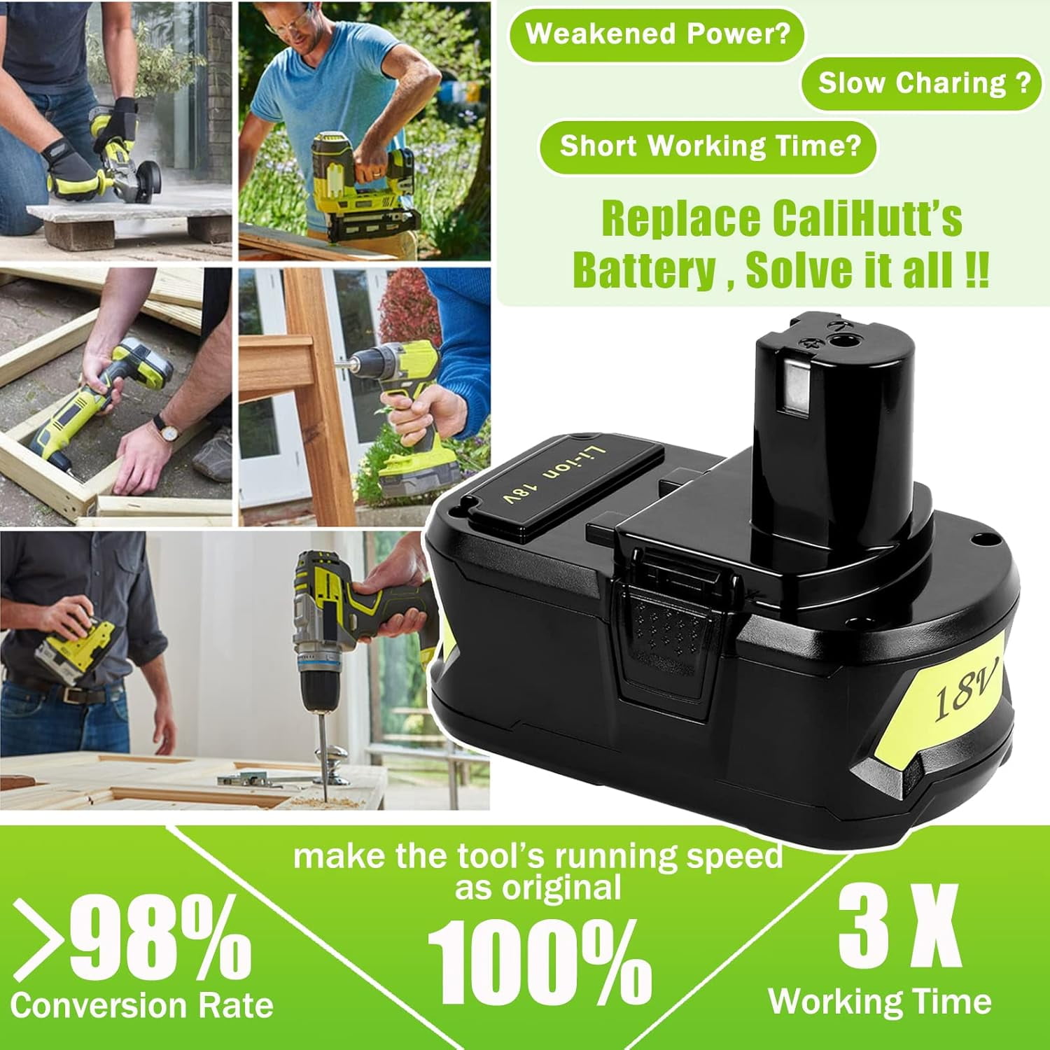 P108 Battery Replacement for Ryobi 18V 6.0 Ah Li-ion Replacement for Ryobi 18VBattery for P102 P108 P189 P190 P197 P100 P107 for Ryobi18V Battery Cordless Tool 2PACK