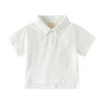 thumbnail image 3 of BAnala Boys Clothes Toddler Boys Girls Shirts Collared Cotton Short Sleeve Pullover Unisex Classic Solid Color School Uniform White,3-4 Years, 3 of 7