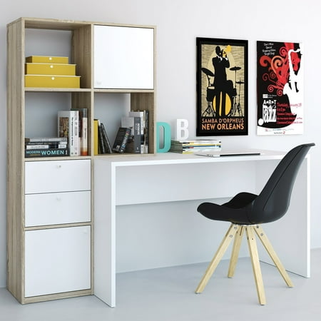 Computer Desk With Bookcase - Wakefield Desk with 6 Shelf Bookcase
