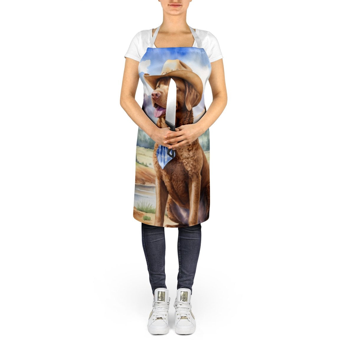 Chesapeake Bay Retriever Cowboy Welcome Apron 27 in x 30 in