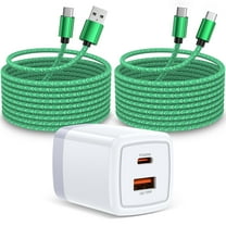 USB C Block, Hootek Dual Port PD20W QC18W Type C Charger with 2Pack 6FT Charging Cable Type C Cable USB C to C Charging Cables USB C Wall Charger Adapter Type C Brick for iPhone 15 Samsung, Green