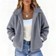 thumbnail image 1 of HongQid Women's Coat Casual Lapel Fleece Fuzzy Faux Shearling Zipper Coats Warm Winter Cropped Outwear Jackets, 1 of 8