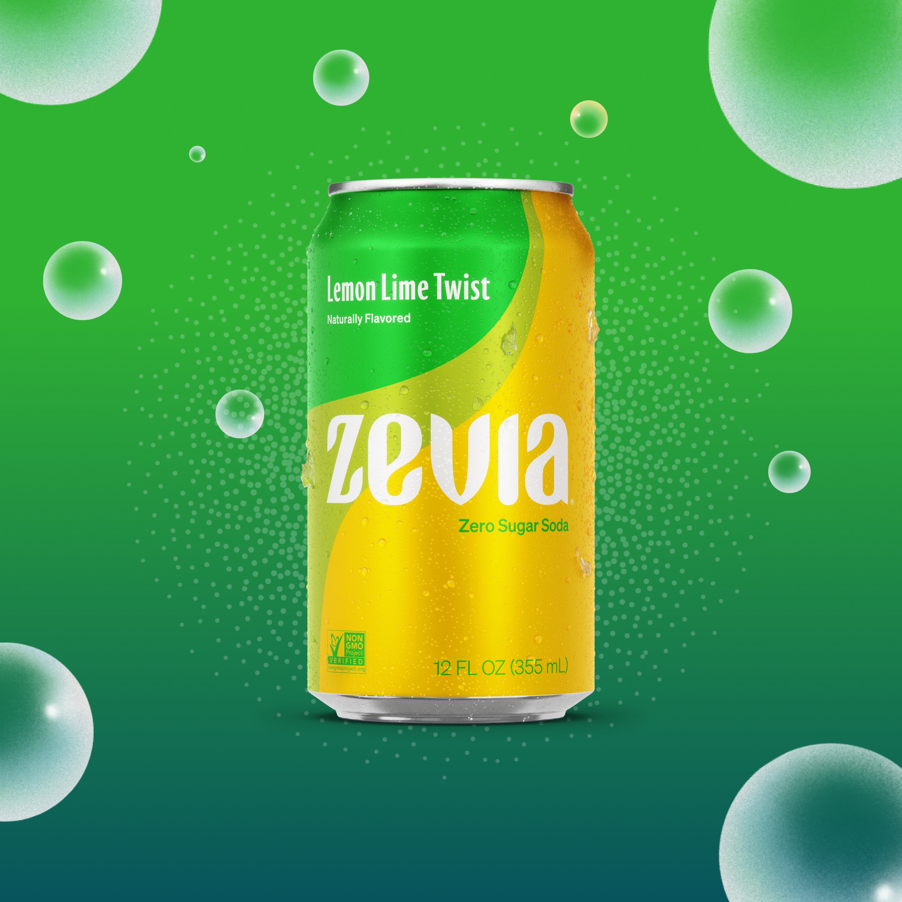 Zevia, Zero Sugar Lemon Lime Twist Soda, 12 fl oz, 24 Pack of Cans