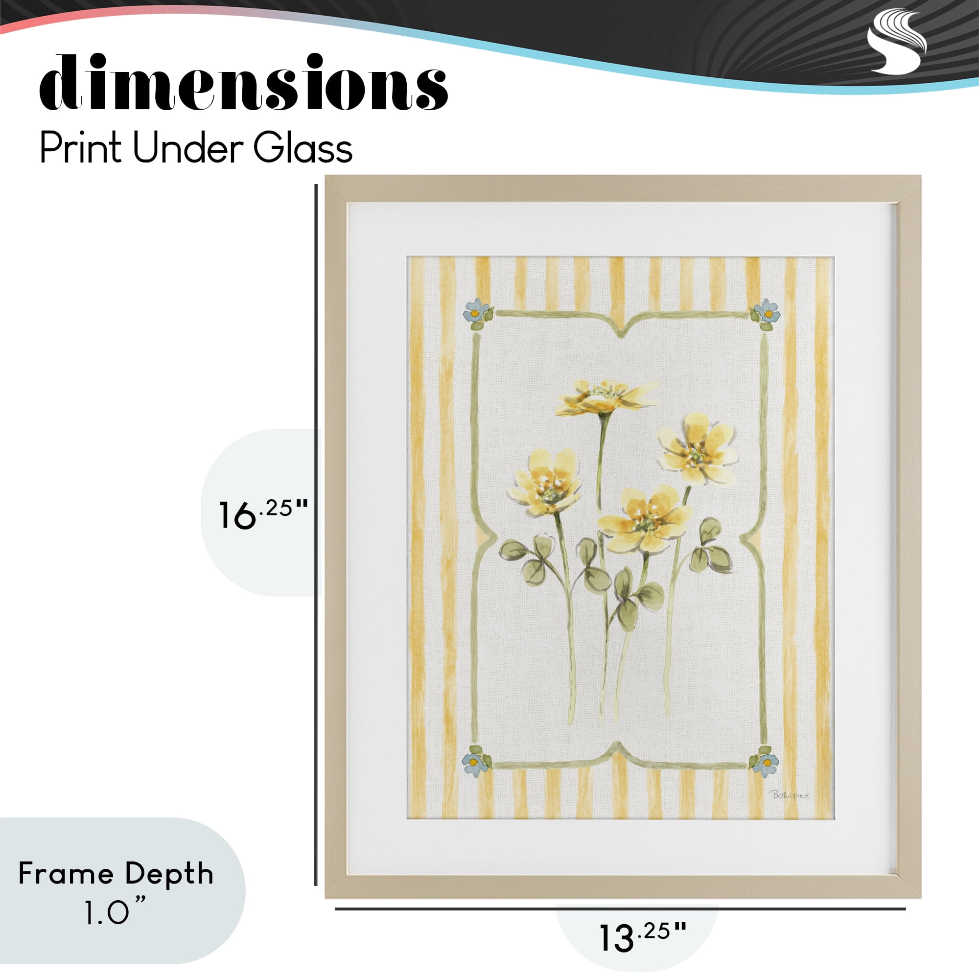 Stupell Industries Sweet Honey Florals Birch Framed Print Under Glass, design by Beth Grove