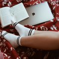 thumbnail image 7 of CoCoMangos Novelty Socks For Women - Striped Retro Mini Crew Sporty Calf Casual Cotton Ankle Socks, 7 of 7