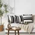 thumbnail image 5 of MAGOLIFE Set of 2 Indoor 18x18 In Black&White&Gray Soft Stripes Wool Farmhouse Decorative Throw Pillow Cover Boho Accent Neutral Textured Cushion Pillow Case for Living Room Couch Bed Sofa, 5 of 10