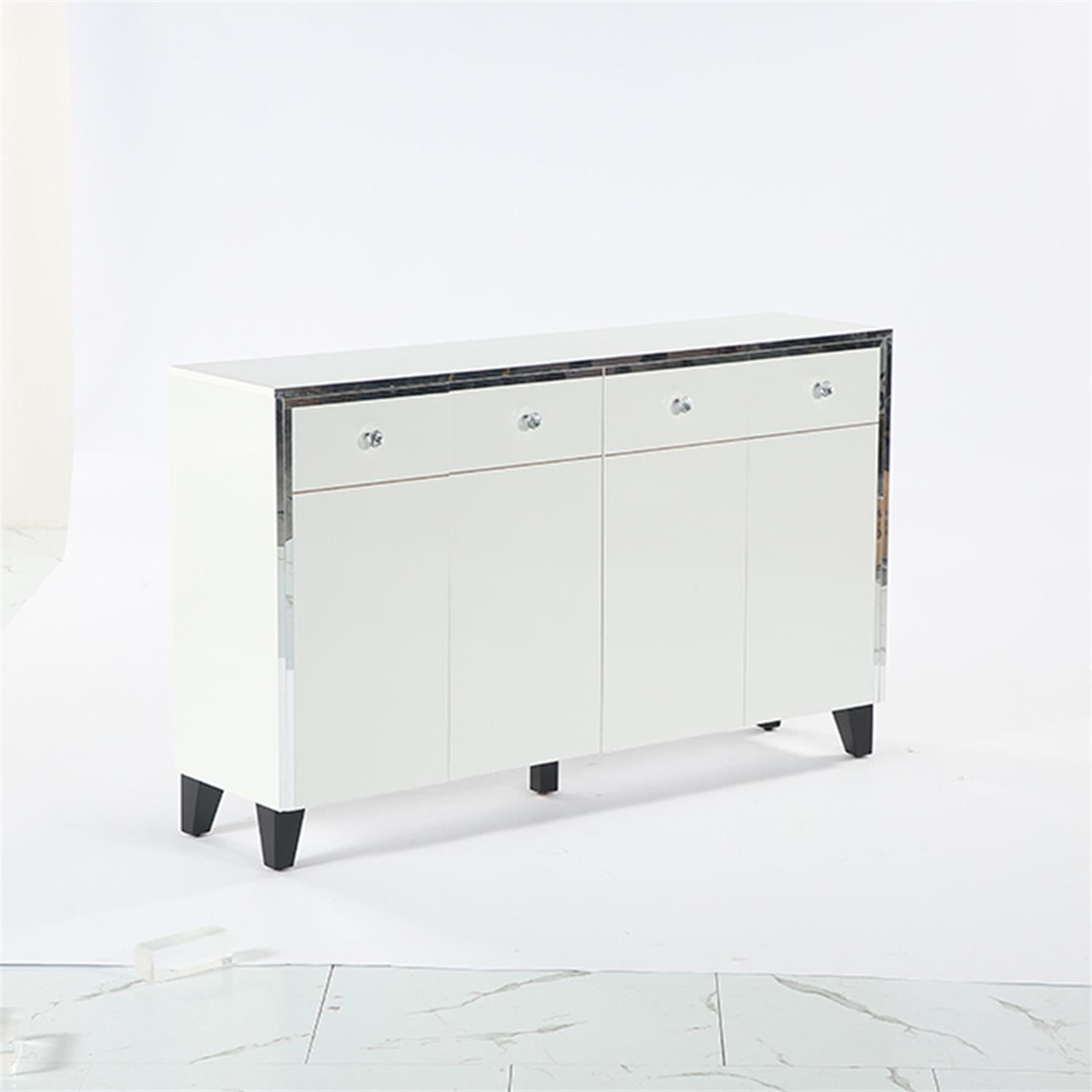 Demi Bonn 55" Sideboard Buffet, Modern Credenzas Storage Cabinet with Doors, Dining Room, Hallway, Cupboard Console Table, White