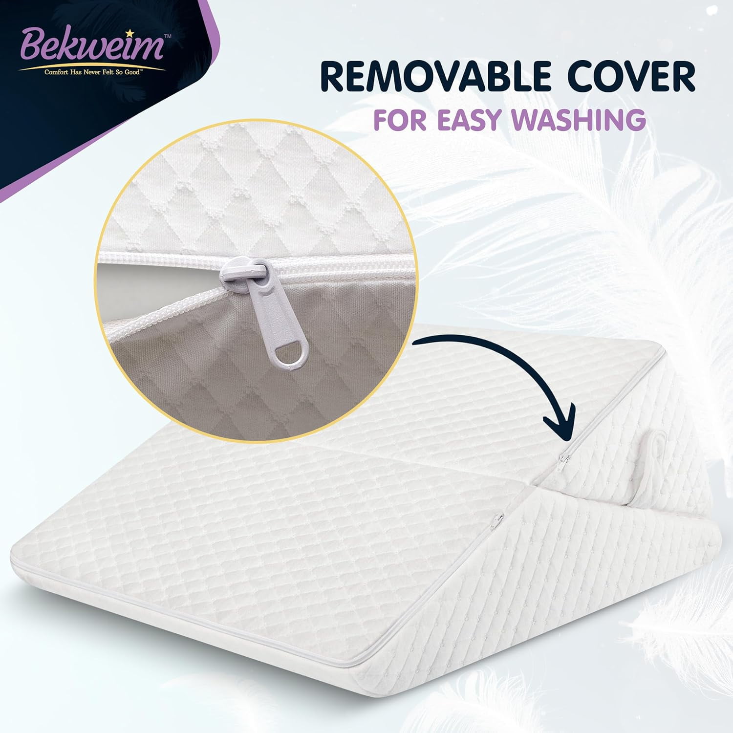 Wedge Pillow for Sleep Apnea, 12 Inch Adjustable Height Bed Wedge Pillow for Headboard, Gerd, Acid Reflux Relief, Snoring, and Post Surgery Recovery. Bed Pillow for Sitting Up in Bed