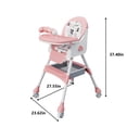 thumbnail image 3 of 4-in-1 Foldable Baby High Chair, Portable Toddler Dining Chair for Eating & Playing, Convertible Highchair with Adjustable Tray, Pink, 3 of 7