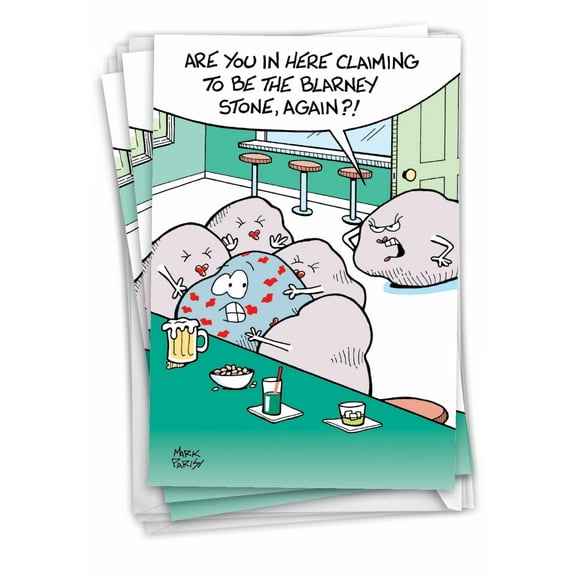 NobleWorks Pack of 3 Funny St. Patrick's Day Greeting Cards with Envelopes (1 Design, 3 Each) Blarney Stone C8889SPG-C3x1