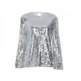 thumbnail image 5 of Seyurigaoka Women's Round Neck Tops, Glitter Sequin Long Sleeve Solid Color Loose Fit T-Shirts, 5 of 9