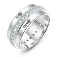 thumbnail image 2 of JQUEEN Women's Personalized 925 Silver Rings for Women Engraved Names with Channel Set Round Cut Two Laps of Simulated Diamond Design Size 5-12, 2 of 5