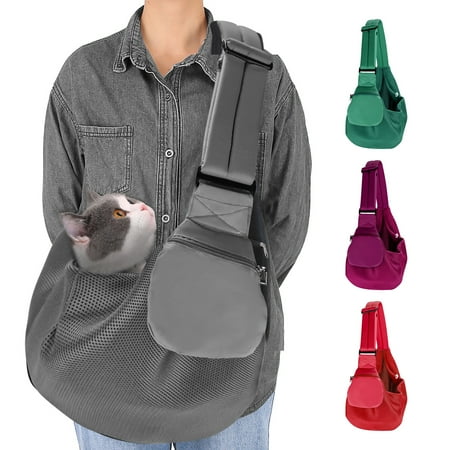 Xeyise Outdoor Portable Pet Crossbody Shoulder Bag Breathable Scratch-resistant Snap Button Pet Carrier Bag