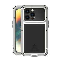Mantto iPhone 14 Pro Metal Bumper Silicone Case iPhone 14 Pro Case Built-in Screen Protector Gorilla Glass Hybrid Military Shockproof Heavy Duty Rugged for iPhone 14 Pro 2022, Silver