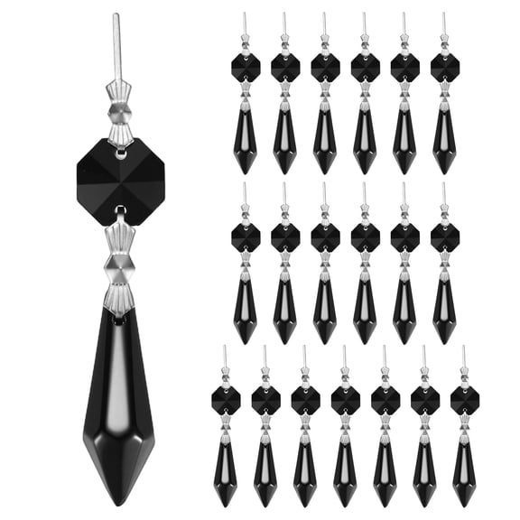Uxcell 10-Pack Crystals Prisms Glass Tip Beads, 75mm Replacement Chandelier Teardrop Icicle Drops Hanging Pendants [Black]