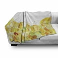 thumbnail image 3 of Floral Yellow Soft Flannel Fleece Throw Blanket, Watercolor Grunge Splash Hand Drawn Sunflowers, Cozy Plush for Indoor and Outdoor Use, 60" x 80", Yellow Apricot, by Ambesonne, 3 of 6