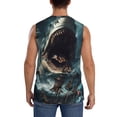 thumbnail image 4 of Lsque Wave Sailboat Shark Print Men's Cotton Blend Sleeveless Muscle Shirts (S-3XL)- Moisture Wicking, Odor Protection, UPF 30+,XX-Large, 4 of 8