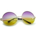 thumbnail image 4 of Super Oversize Slim Temple Colorful Gradient Lens Round Sunglasses 61mm (Gold / Purple-Yellow), 4 of 4