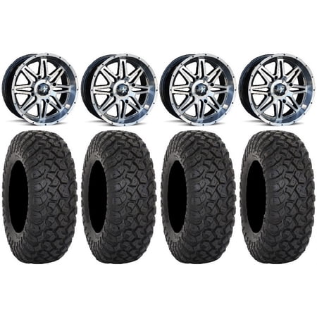 MSA Dark Tint Vibe 14 UTV Wheels 30 RT320 Tires Can-Am Maverick X3 / Honda Pioneer 1000 / Talon