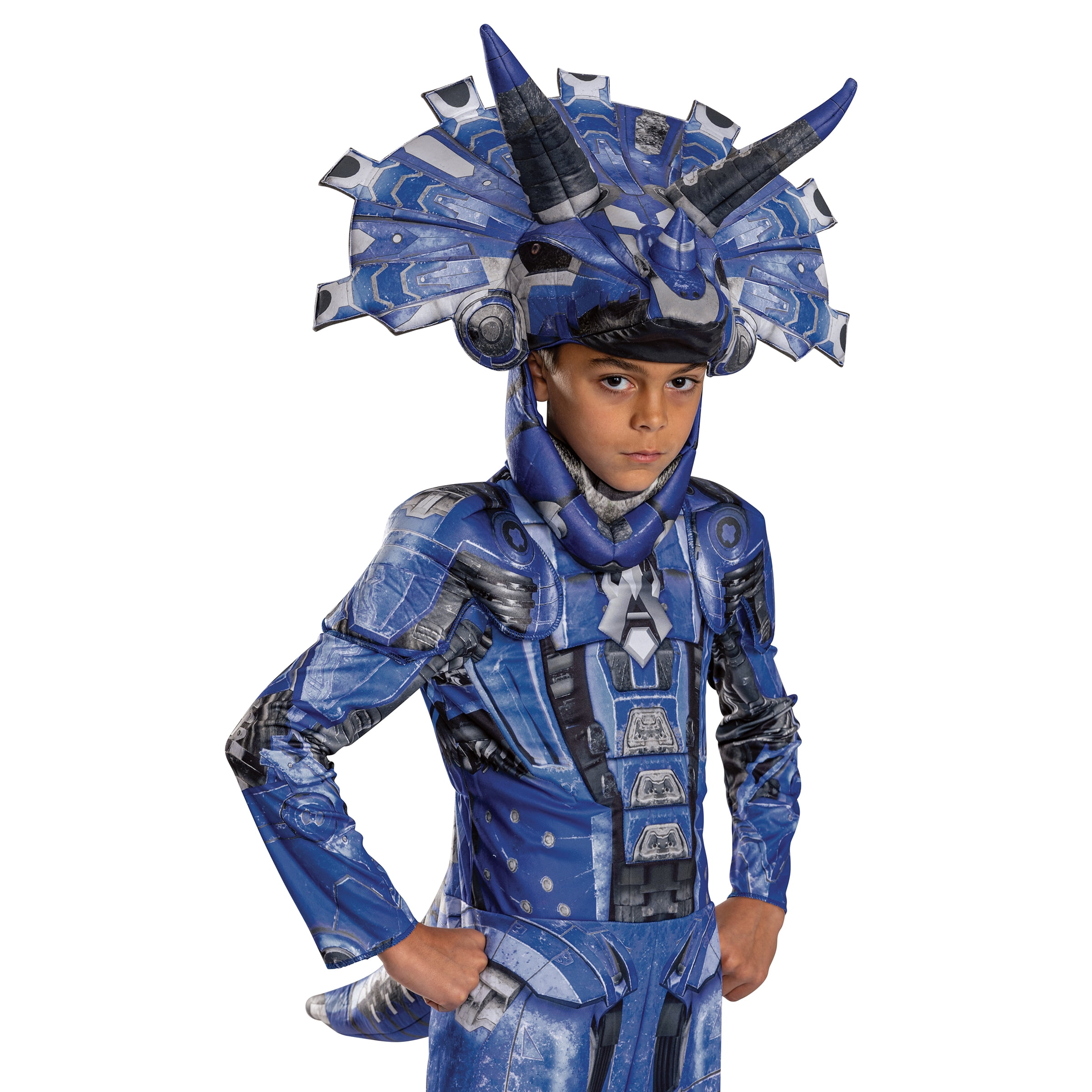 Armorsaurs Cobalt Triceratops Halloween Costume for Children, Boys Size M (8), by Disguise
