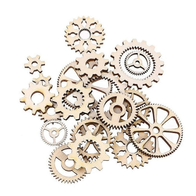 100 Pcs Painting Graffiti Slices Wooden Wheels Gear Wheels Woods Chips Gear Wheel Gift Tags Gear Rustic Pendant