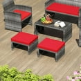 thumbnail image 2 of RELAX4LIFE Wicker Outdoor Ottoman Set of 2 - Rattan Footstools Foot Rest w/Removable Cushions, Multipurpose Side Table & Additional Seating, Outdoor Ottomans for Patio Garden Porch (Grey-Red), 2 of 18